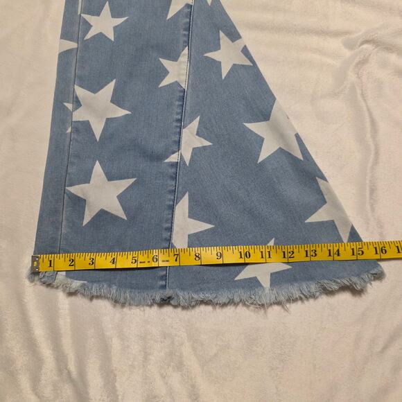 L&B Lucky and Blessed Retro Boho American Stars Pull-on Wide Leg Flare Jeans, SM - Picture 10 of 10